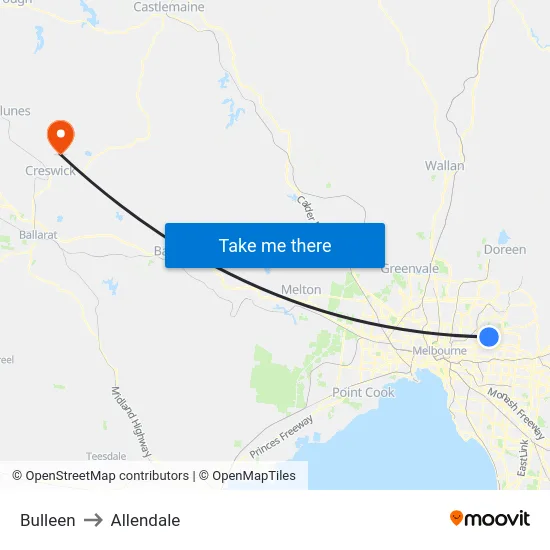 Bulleen to Allendale map