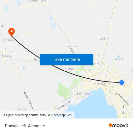 Donvale to Allendale map