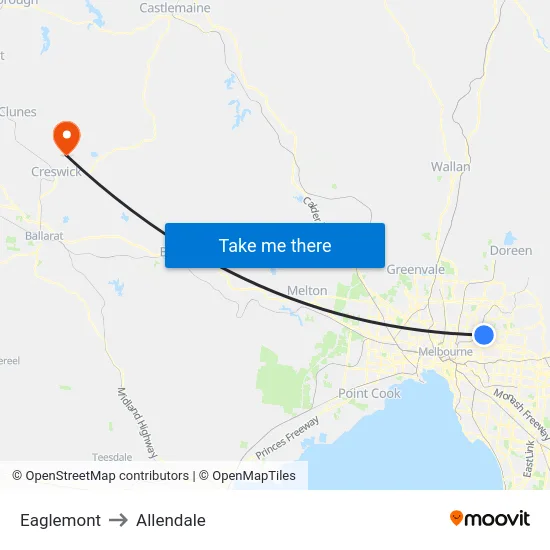 Eaglemont to Allendale map