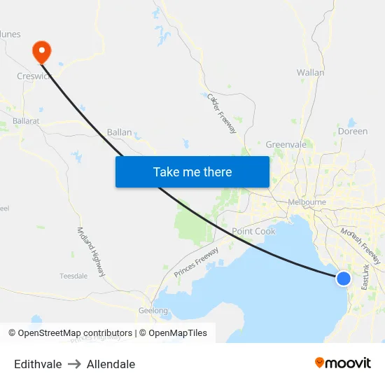 Edithvale to Allendale map