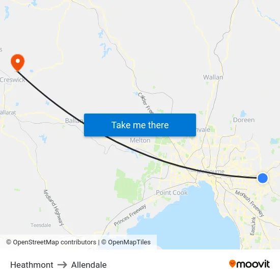 Heathmont to Allendale map