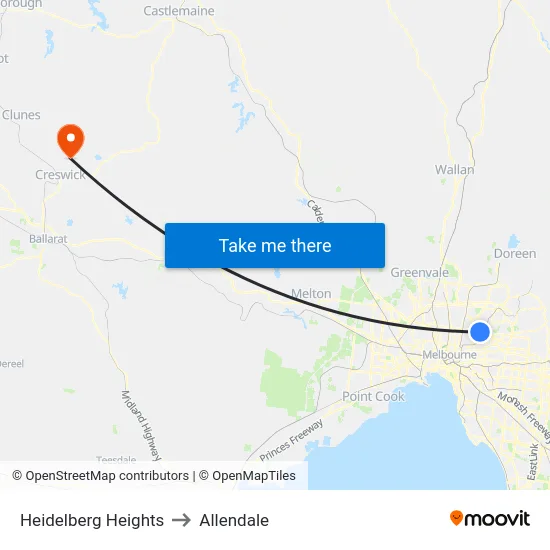 Heidelberg Heights to Allendale map