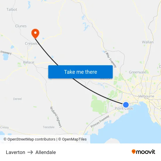 Laverton to Allendale map