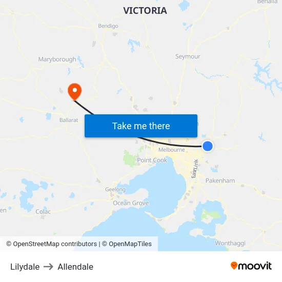 Lilydale to Allendale map