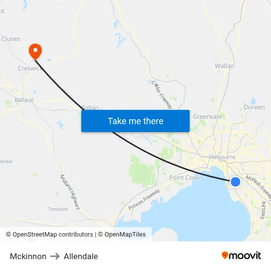 Mckinnon to Allendale map