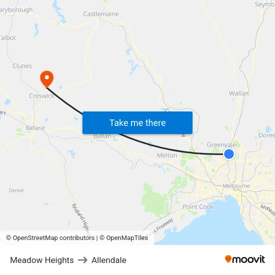Meadow Heights to Allendale map