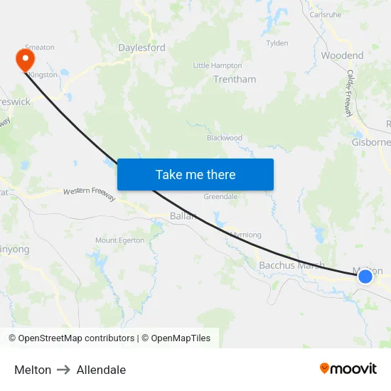 Melton to Allendale map