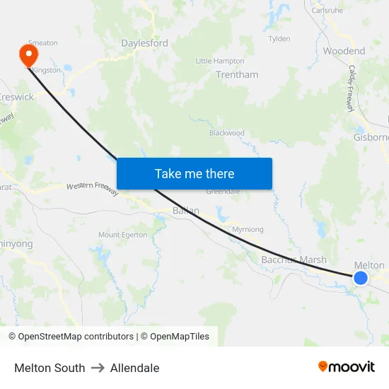 Melton South to Allendale map