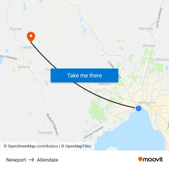 Newport to Allendale map