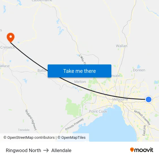 Ringwood North to Allendale map