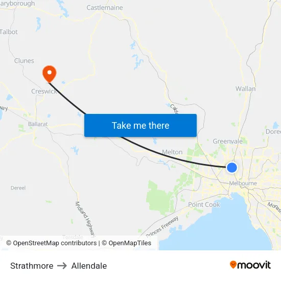 Strathmore to Allendale map