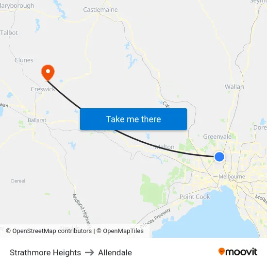 Strathmore Heights to Allendale map