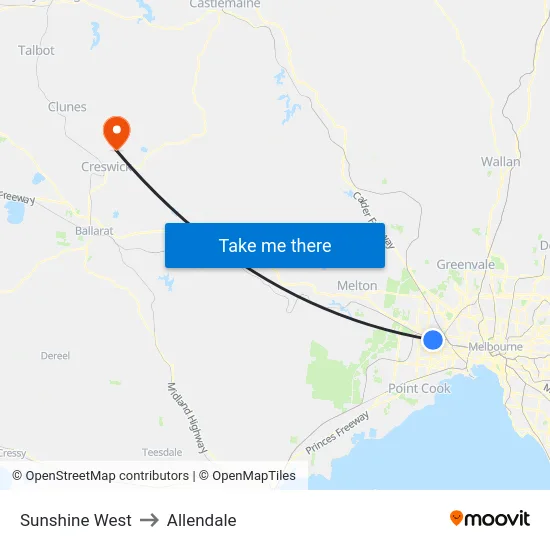 Sunshine West to Allendale map