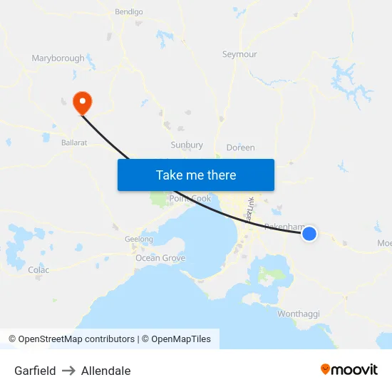 Garfield to Allendale map