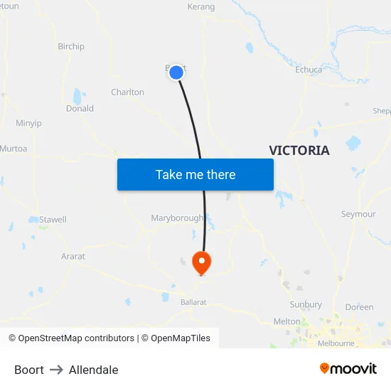 Boort to Allendale map