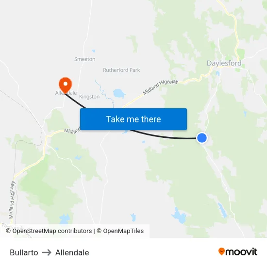 Bullarto to Allendale map