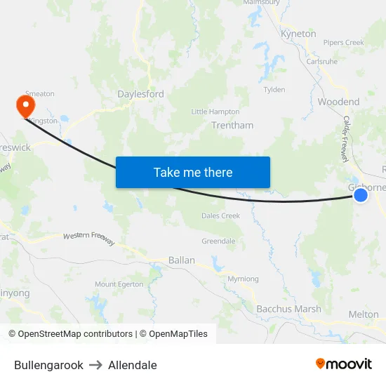 Bullengarook to Allendale map