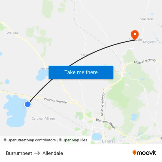 Burrumbeet to Allendale map