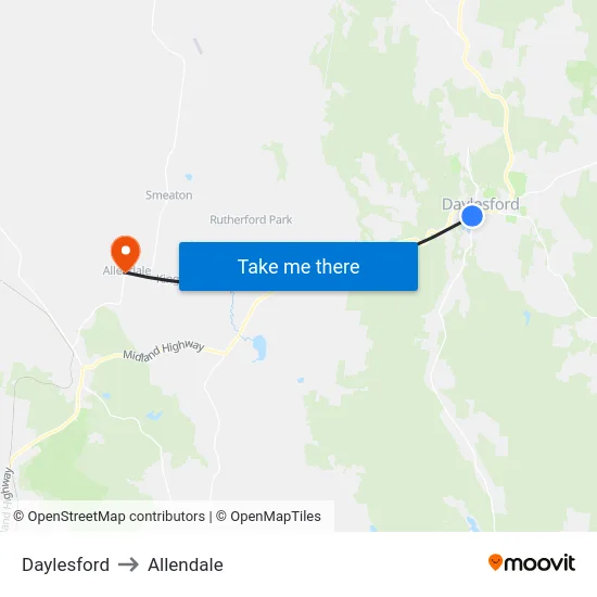 Daylesford to Allendale map