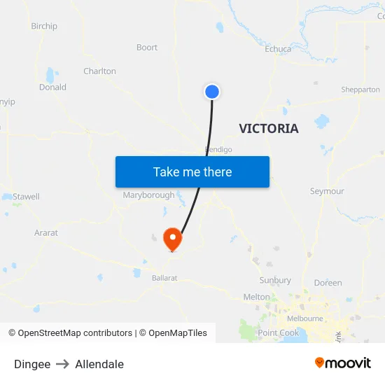 Dingee to Allendale map