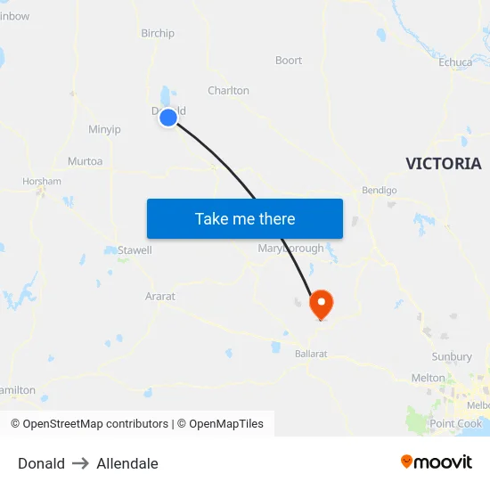 Donald to Allendale map