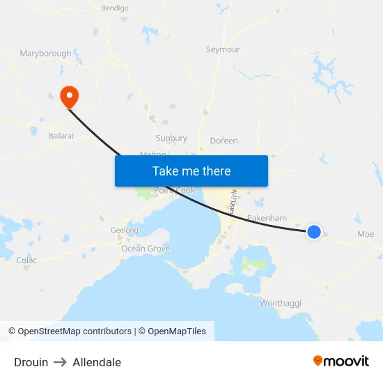 Drouin to Allendale map