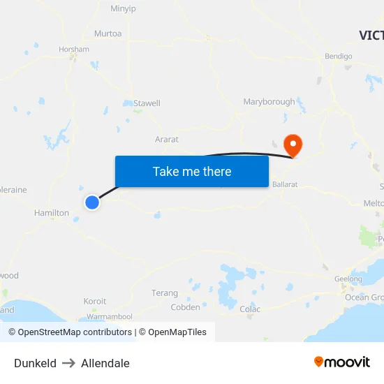 Dunkeld to Allendale map