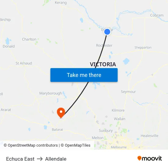Echuca East to Allendale map