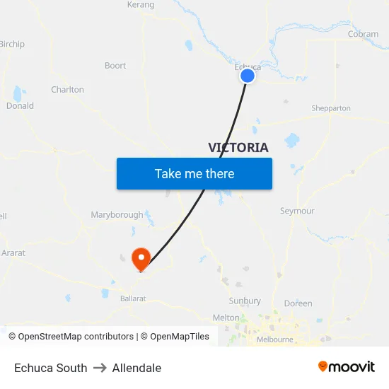 Echuca South to Allendale map
