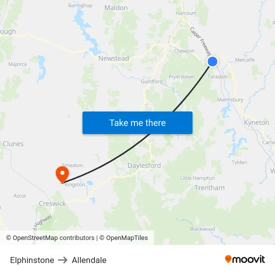 Elphinstone to Allendale map