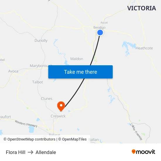 Flora Hill to Allendale map