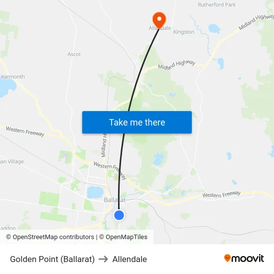 Golden Point (Ballarat) to Allendale map