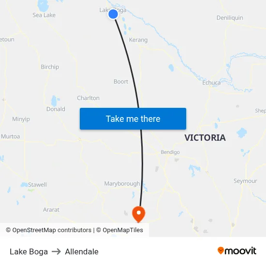 Lake Boga to Allendale map