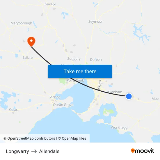 Longwarry to Allendale map