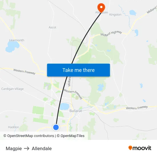 Magpie to Allendale map