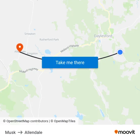 Musk to Allendale map