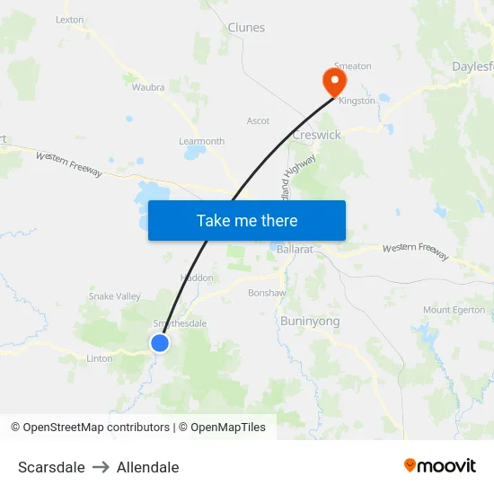 Scarsdale to Allendale map
