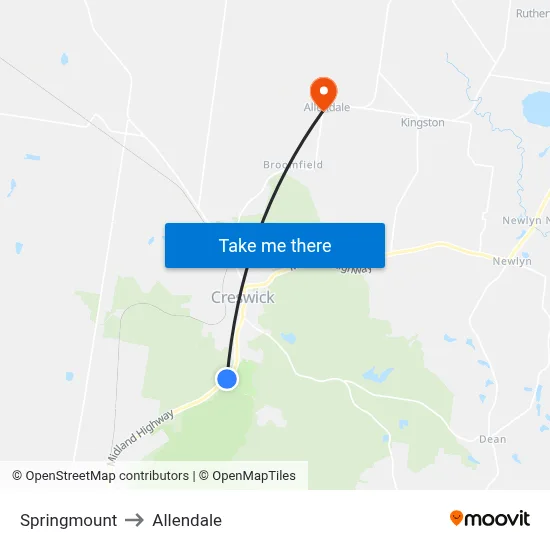 Springmount to Allendale map
