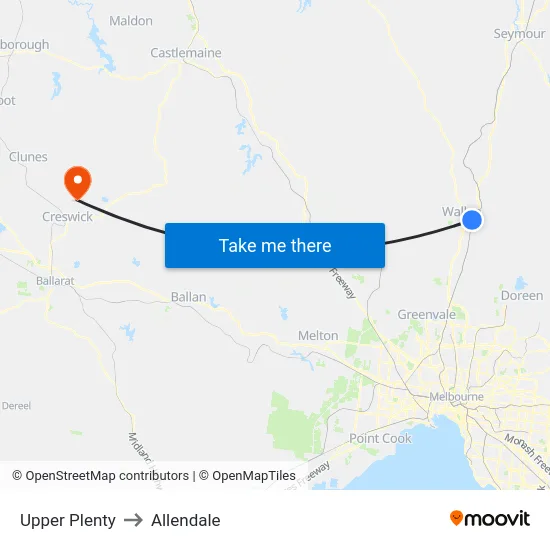 Upper Plenty to Allendale map