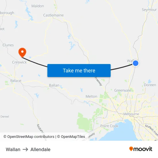 Wallan to Allendale map