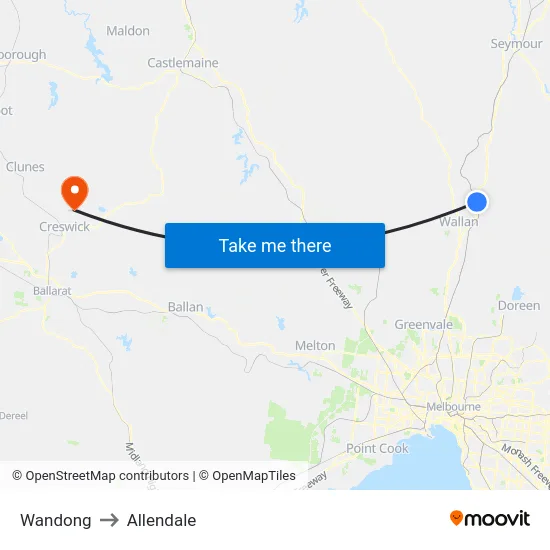 Wandong to Allendale map
