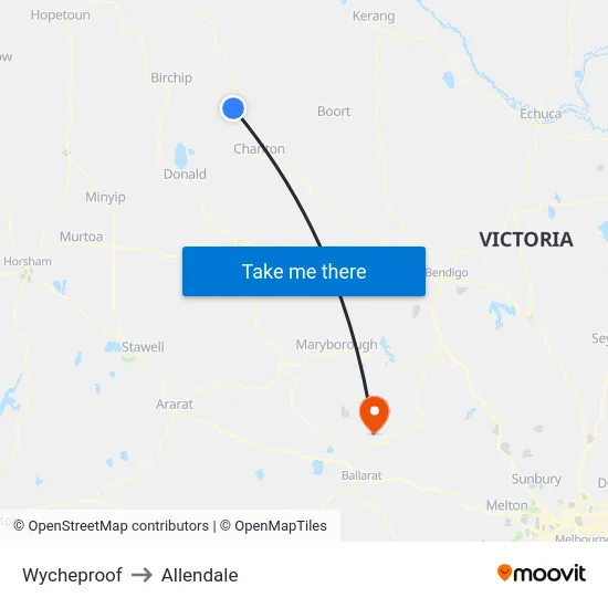 Wycheproof to Allendale map