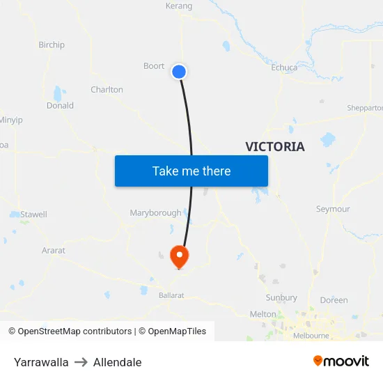 Yarrawalla to Allendale map