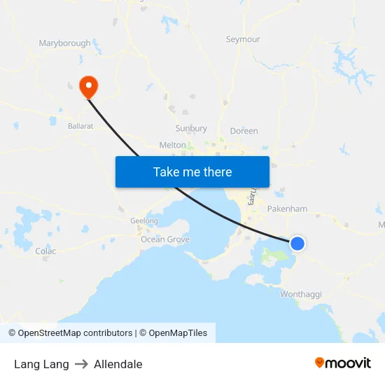 Lang Lang to Allendale map