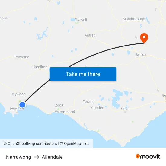 Narrawong to Allendale map