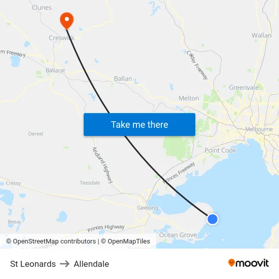 St Leonards to Allendale map