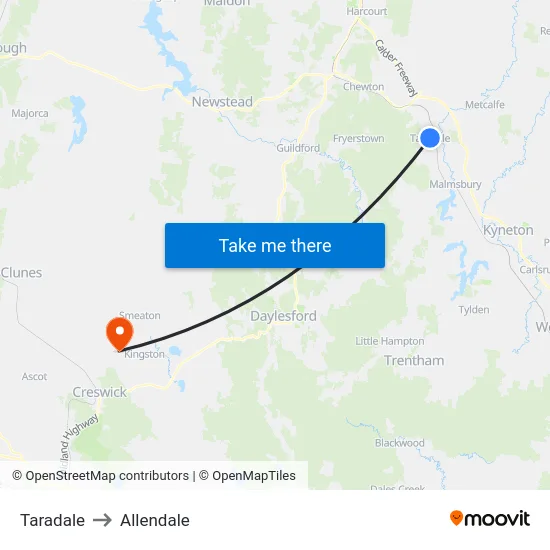 Taradale to Allendale map