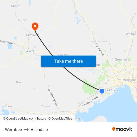 Werribee to Allendale map