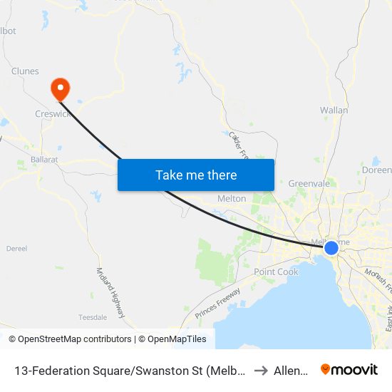 13-Federation Square/Swanston St (Melbourne City) to Allendale map