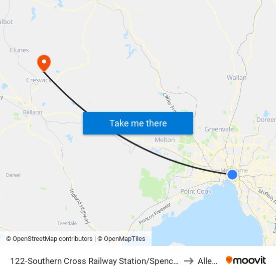 122-Southern Cross Railway Station/Spencer St (Melbourne City) to Allendale map